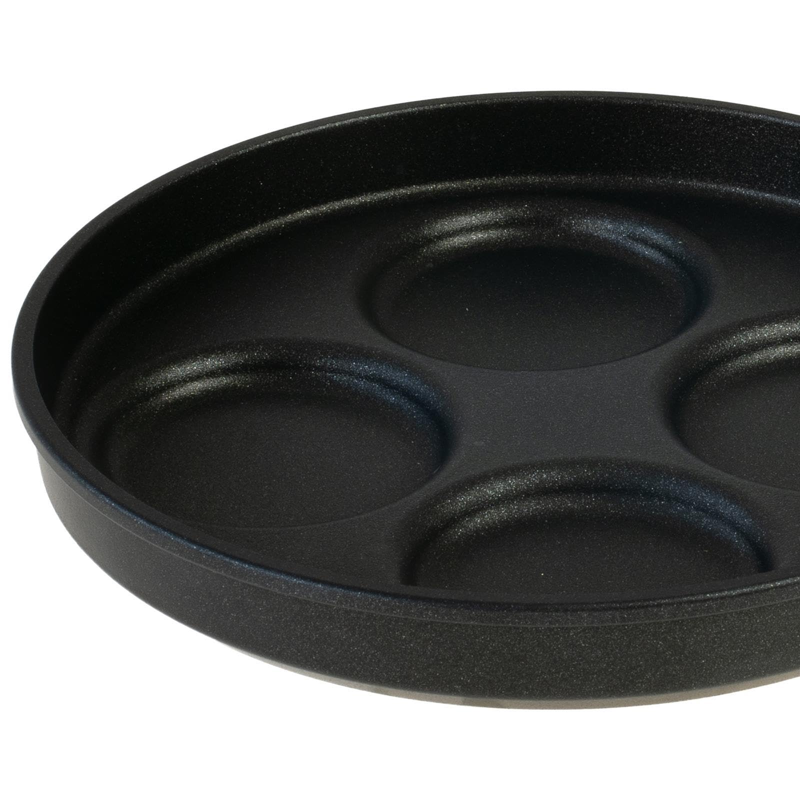 BAF Eierpfanne Induktion 26 cm mit Glasdeckel - Pancake Pfanne mit 4 runden Formen je Ø 8 cm - Aluminiumguss antihaftbeschichtet - für alle Herdarten - Made in Germany