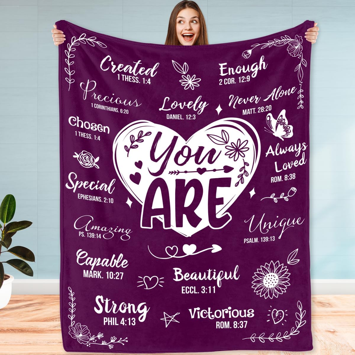 Christian Gifts for Women – Inspirational Religious Blanket, Thoughtful Christmas, Xmas Birthday, or Thank You Gift for Mom, Friend, Sister, Grandma, Cozy Self Care Throw Blanket 50x60 inch