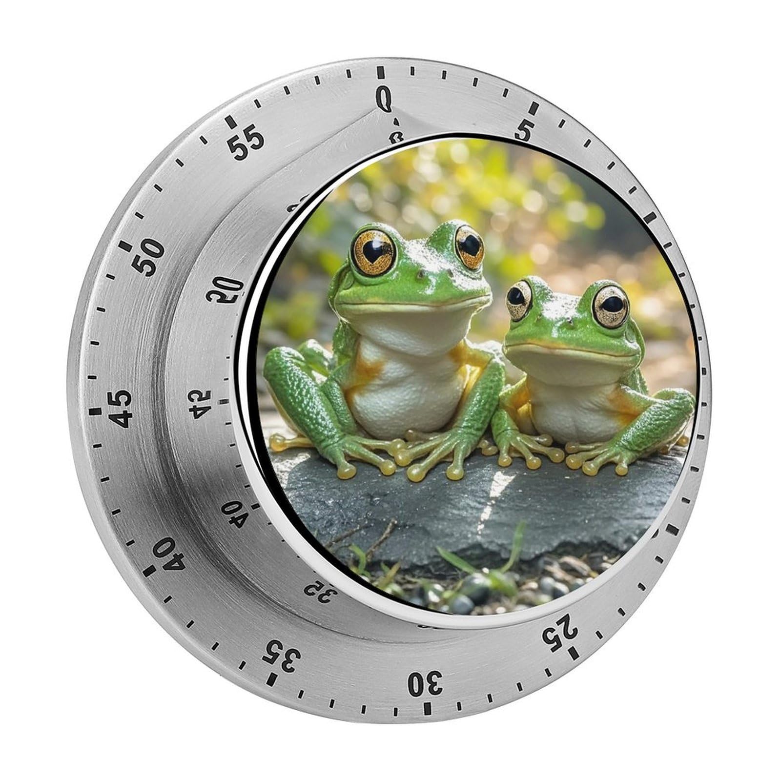 Two Frogs Timer Fashion Visual Timers Wind Up 60 Minutes Desk Timers Stainless Steel Magnetic Timer Countdown Clock No Batteries Loud Alarm for Kitchen Chef Cooking