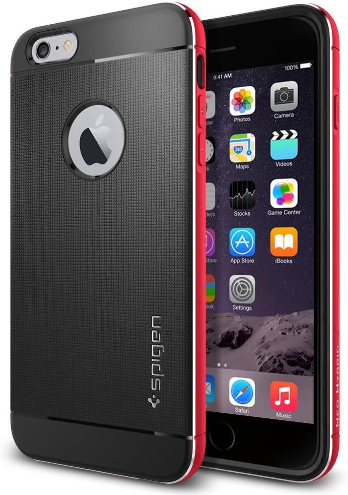 Spigen Neo Hybrid Metal iPhone 6 Plus Case with Flexible Inner Casing and Anodized Aluminum Metal Frame for iPhone 6S Plus/iPhone 6 Plus - Metal Red