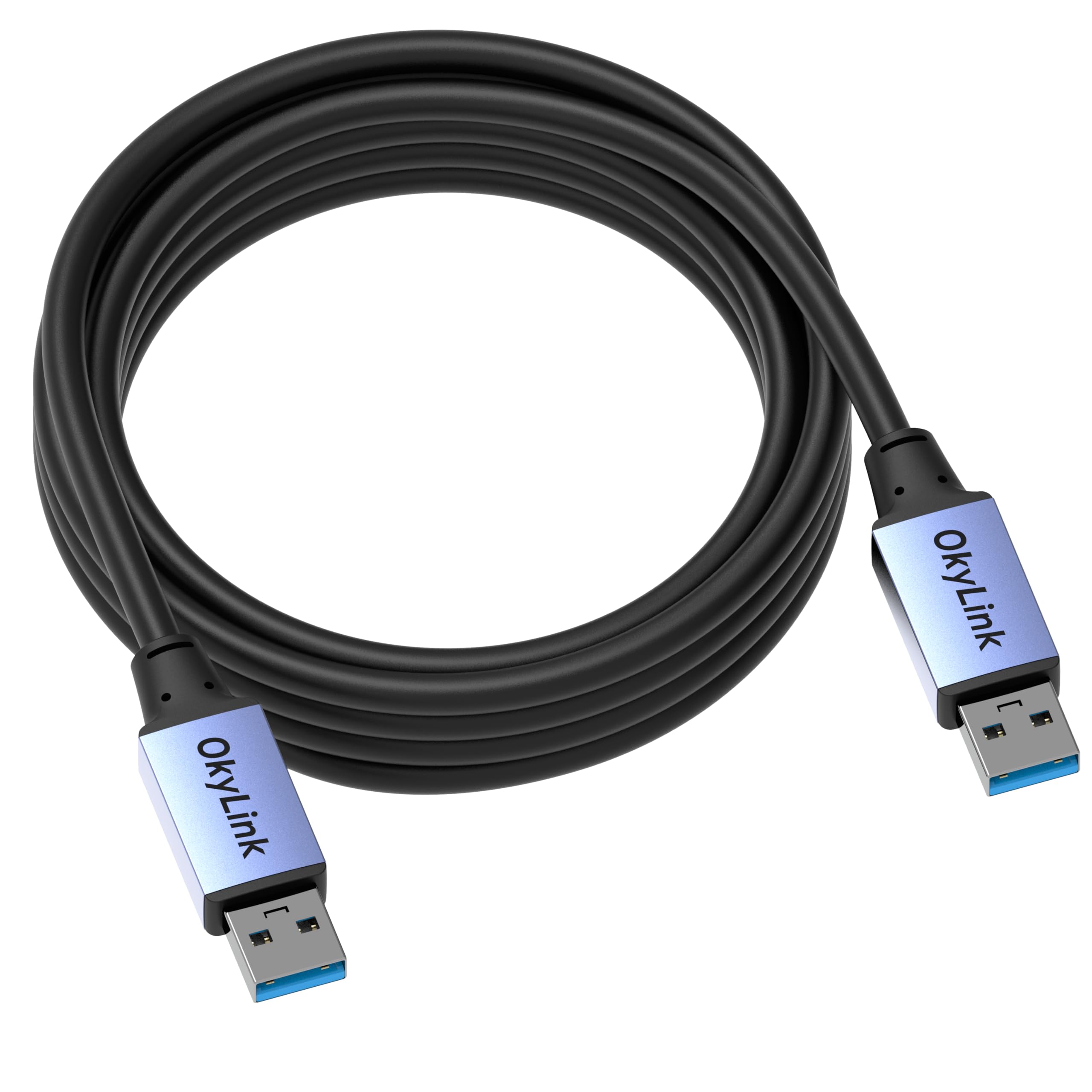 OkyLink 3M USB 3.0/3.2 Gen 1 kabel do transmisji danych, wtyczka A na wtyczkę A 5 Gbps z aluminiową obudową do drukarek etykiet, urządzeń biurowych