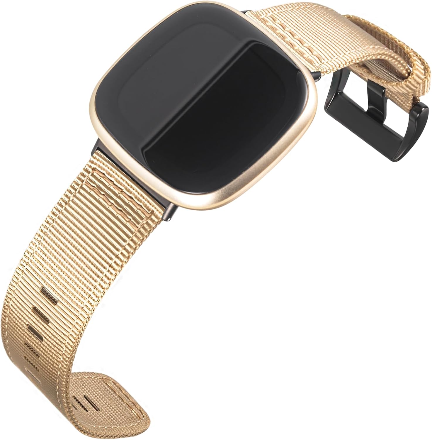 SMITHA Premium Glossy Nylon Watch Band Compatible with Fitbit Versa 3 / Versa 4 / Sense/Sense 2 | Military-Grade Non-Taper Design with Metal Buckle for Men