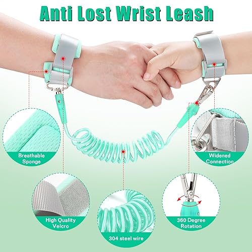 Miniatura 4 de Correa para niños pequeños - Arnés de seguridad para caminar de bebé y enlace de muñeca antipérdida para niñasniños de viaje (Negro)