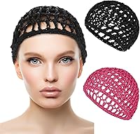 Vista 11 de Gorros de Peluca para Cabello Grueso y Largo, Gorros Ajustables de Red Malla Trenzada para Tejer, Hacer Crochet, Coser, Tejido de Red de Pescar