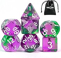 Vista 39 de Juego de dados DND de 7 dados poliédricos con una bolsa de dados de cuero, juego de dados D&D para juegos de mesa RPG (negro)