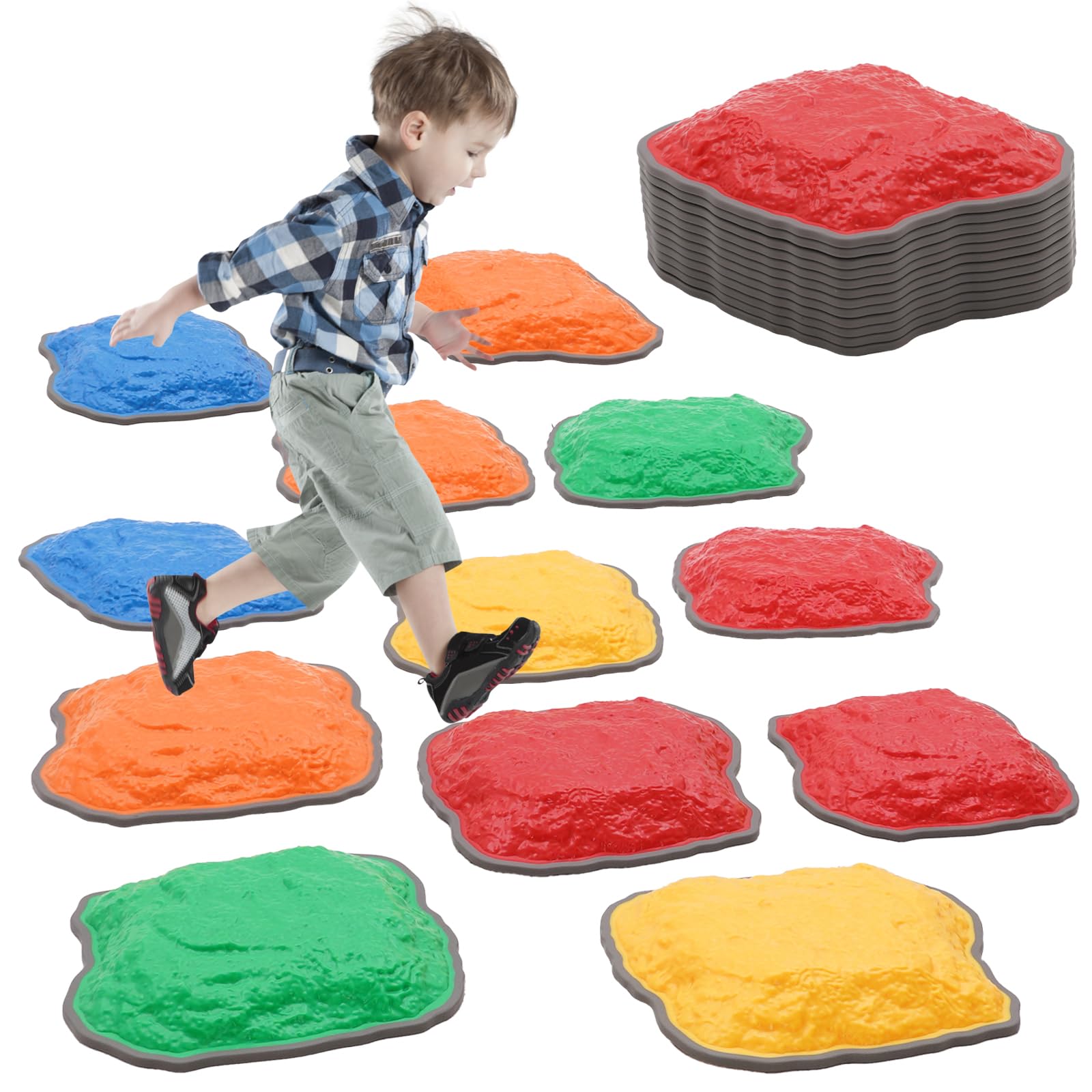 12PCS Balance Stepping Stones Kids Sensory,Non Slip Stepping Stones Toddler,Kids Obstacle Course,Stacking Indoor Play Balance Toys,Outdoor Activity Equipment,Special Needs Developmental Girls Boys