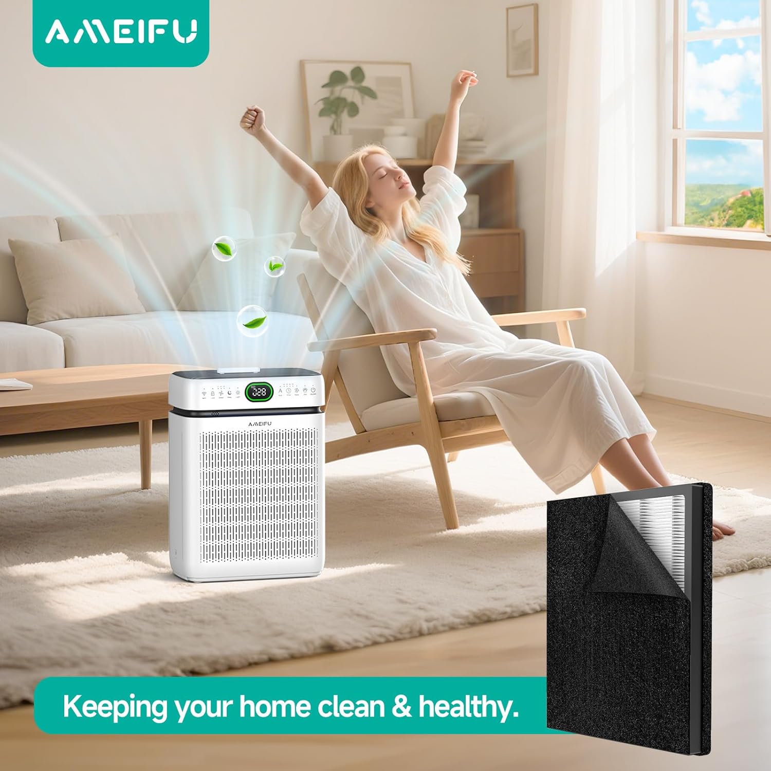 Air Purifier for Home Up to 3500 Sq Ft, Air Cleaner with H13 Filter, Air Purifier Replacement Filter, 3 Stage HEPA Filter A2 Air Purifier for Dust, Pet Hair, Pollen