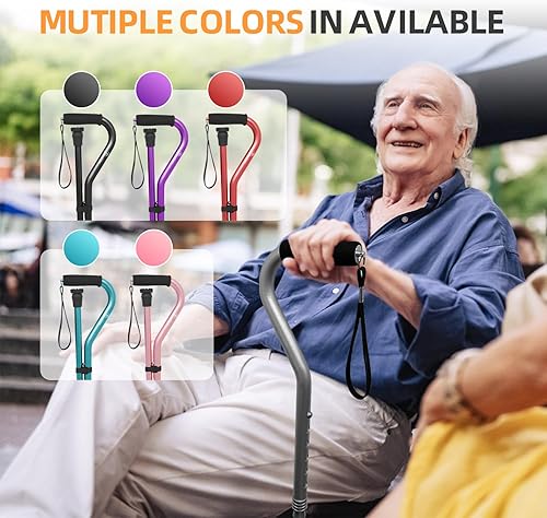 Miniatura 8 de BeneCane Bastón de caminar para hombres y mujeres, bastón ajustable con mango acolchado suave desplazado, portátil, ligero, resistente, ayuda para