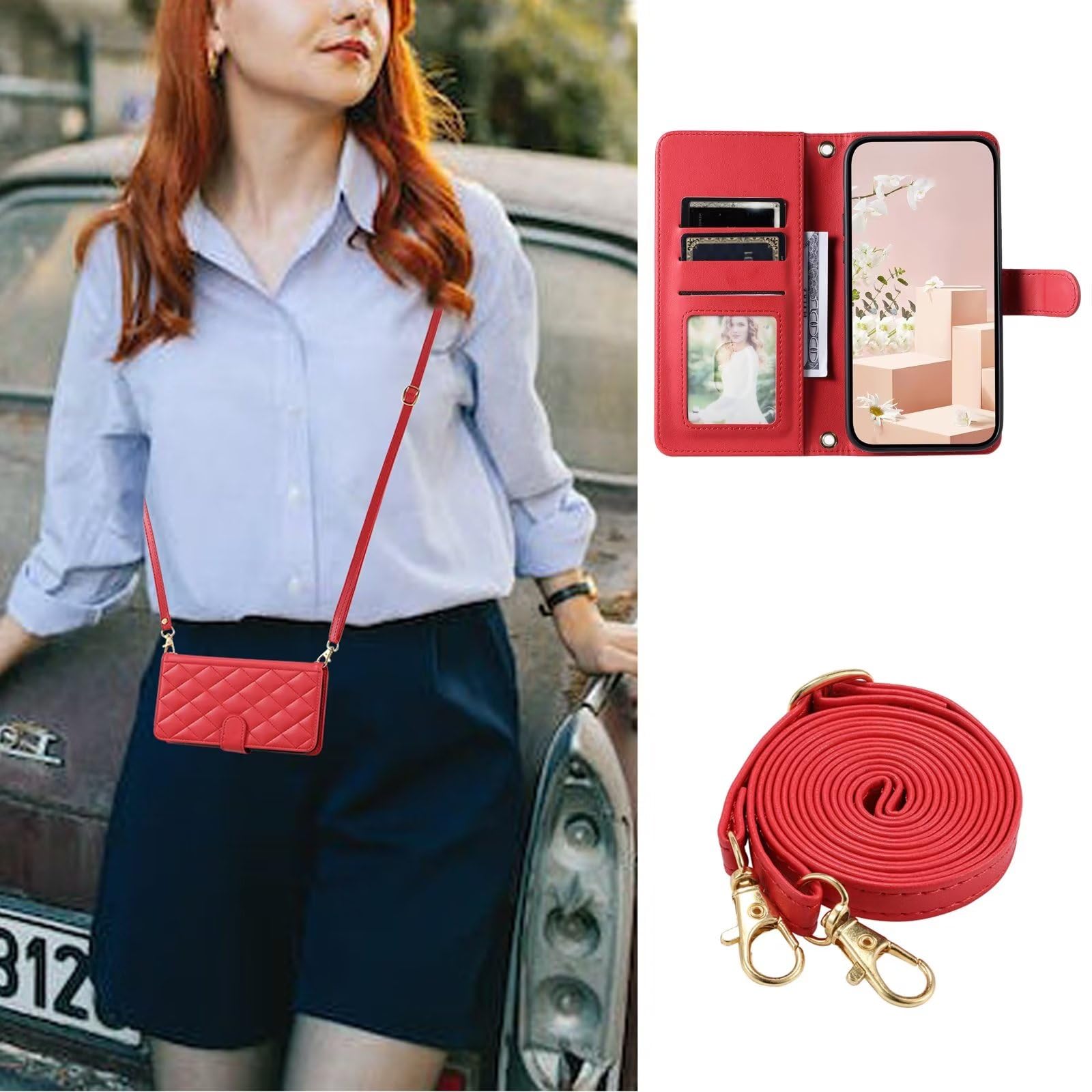 Cover per Xiaomi Redmi Note 13 Pro 4G / Poco M6 Pro 4G Case PU Pelle Custodia [Kickstand] [Chiusura magnetica] [Slot per Schede], Portafoglio Flip Custodia per Redmi Note 13 Pro 4G,Dente