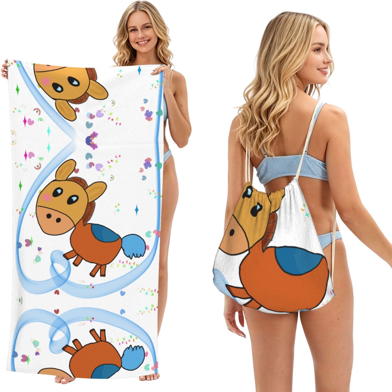 SXZVVBN listening mule 2-in-1 Beach Towel Bag, Quick Dry Sand Free Travel Towel Backpack for Adults