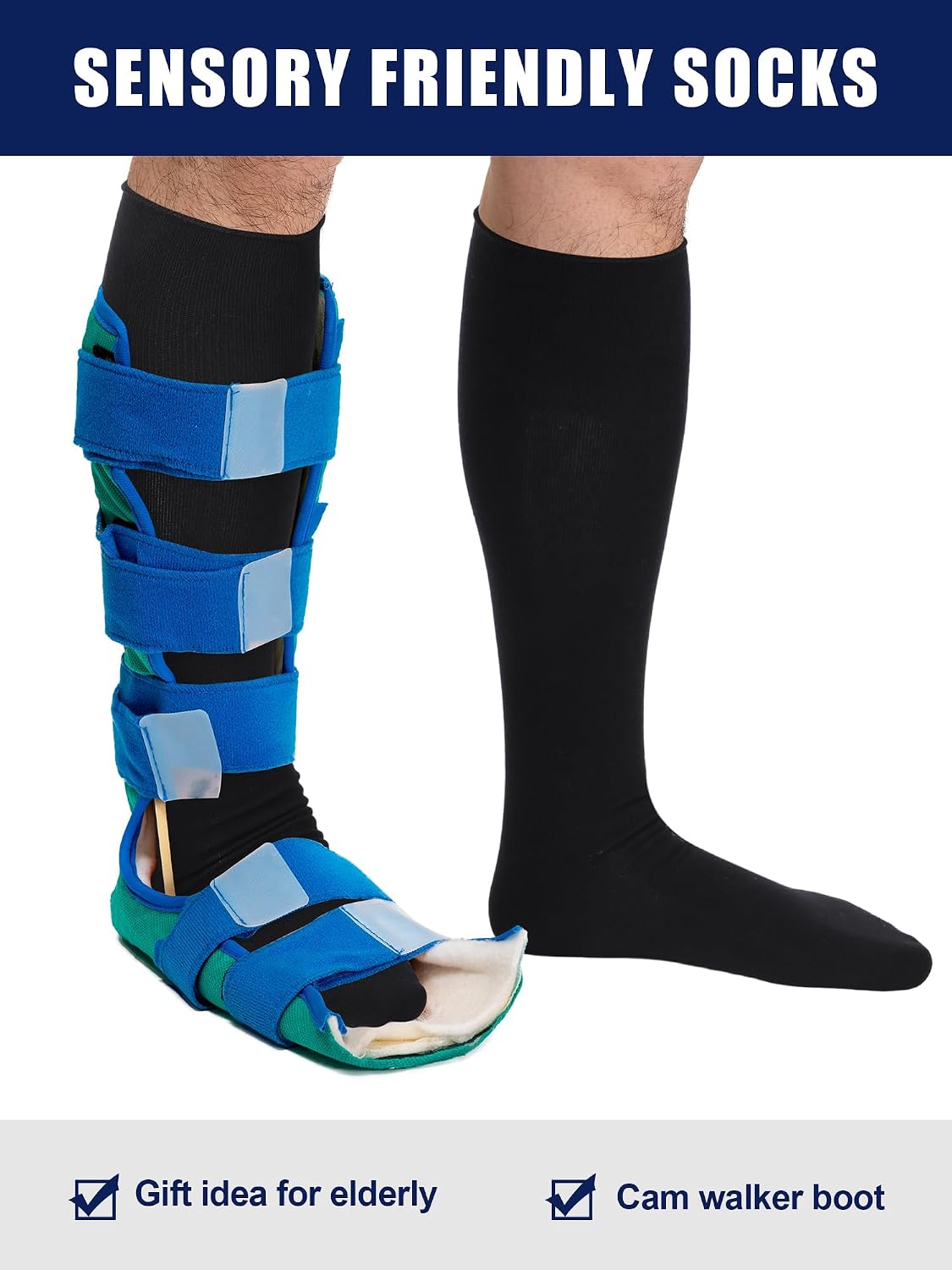 Shihanee 5 Pairs Seamless Boot Afo Sock Loose Tube Sock
