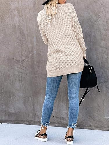 Miniatura 5 de Saodimallsu - Cárdigan holgado de punto y abertura delantera para mujer, con manga larga, estilo casual, ligero y suave, abrigo con bolsillos