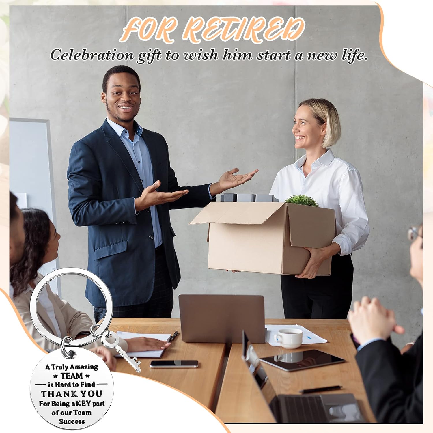 Yinkin 36 Pcs Employee Appreciation Gifts Thank You Coworker Keychain Gifts with Organza Bags and Thank You Cards (White) - Image 4