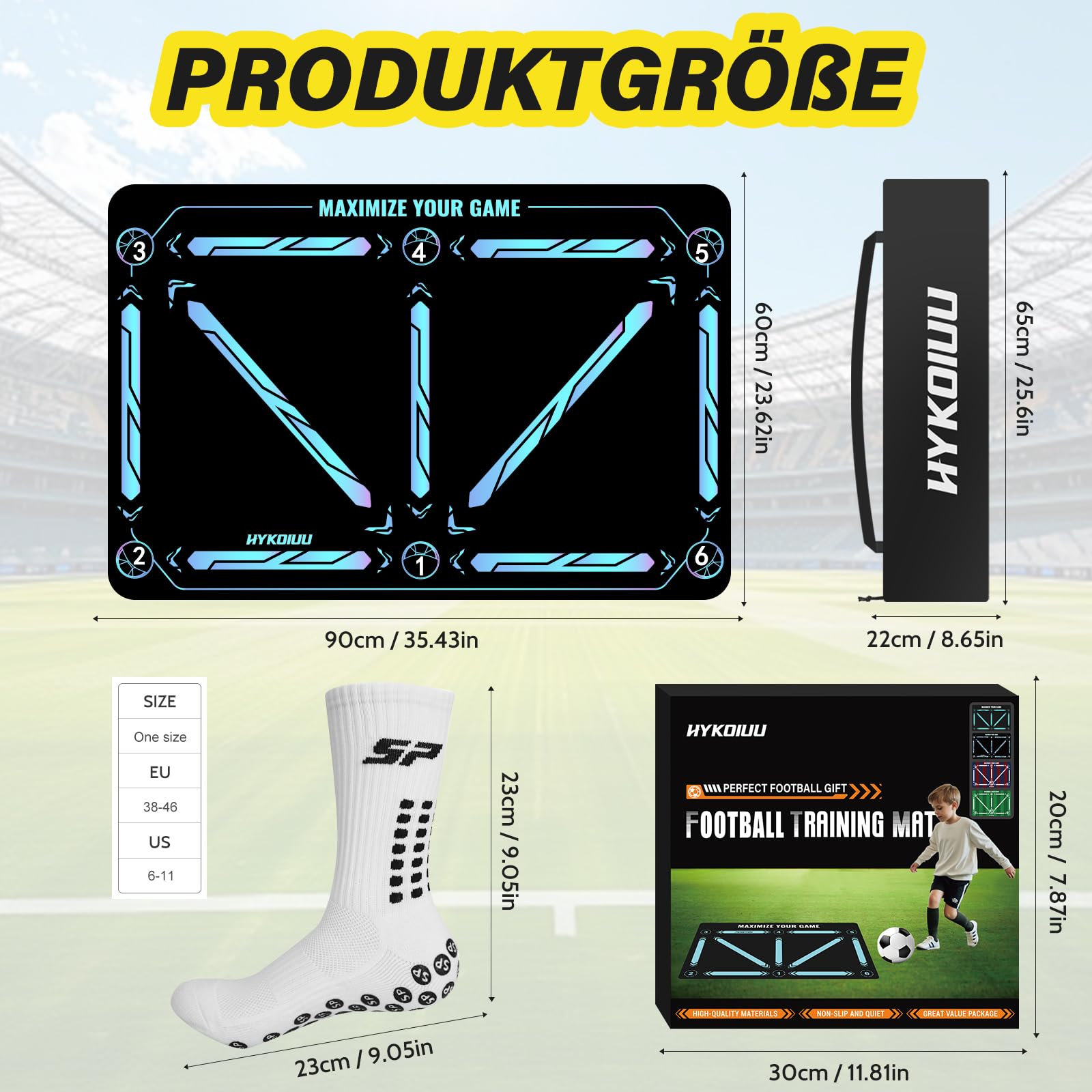 Fussball Matte 60 * 90cm Fußball Trainingsset Mit Schulungsvideo Rutschfesten Fussballsocken – Fußball Trainingsmatte Für Ballkontrolle & Schritt-üBungen Fussballmatte Training Kinder