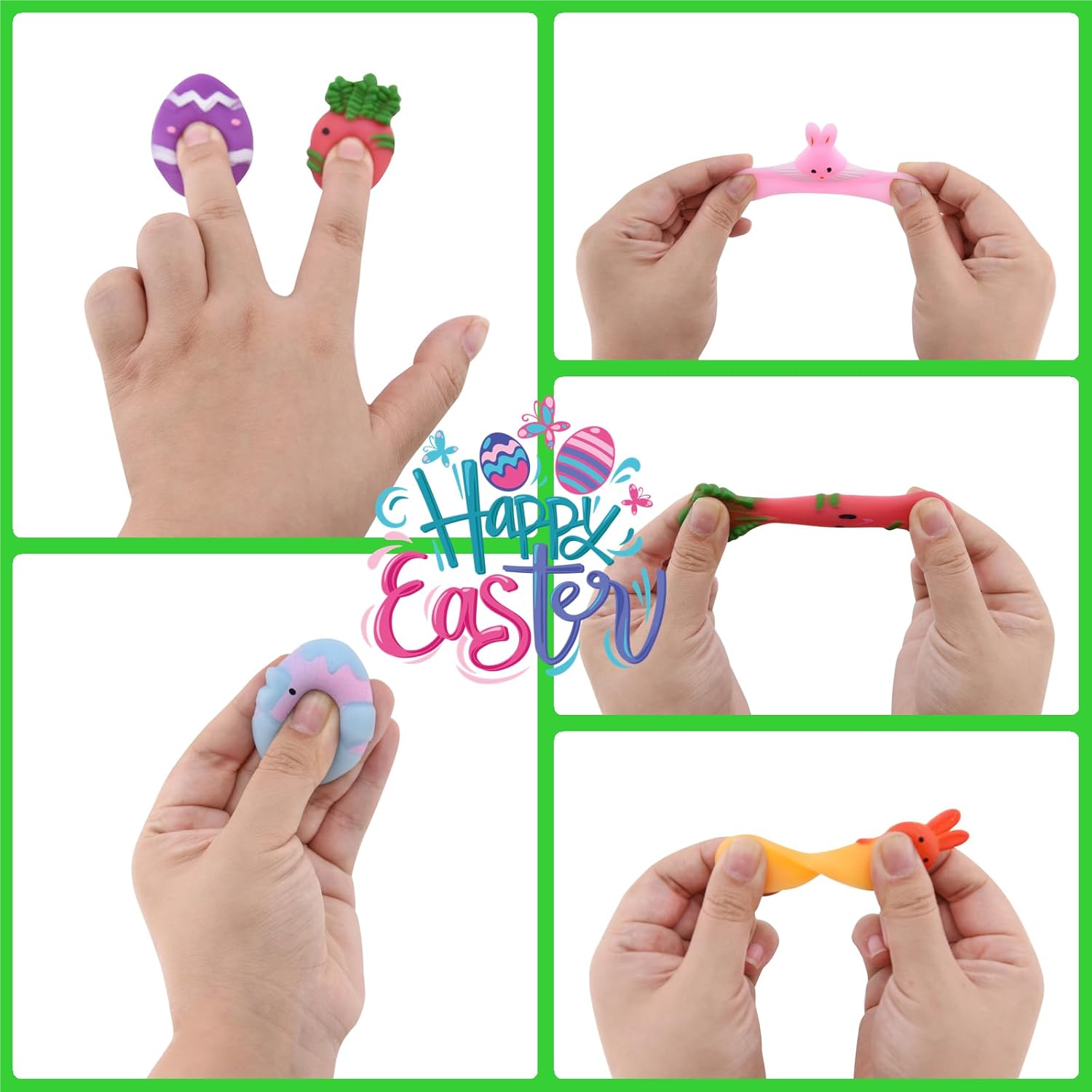 24 Pack Easter Mochi Squishy Toys Squishies Easter Toys with 24 PCS Plastic Easter Eggs for Kids Girls Boys Party Favors Easter Basket Stuffers Party Favors Candy Bags Gifts - Image 5