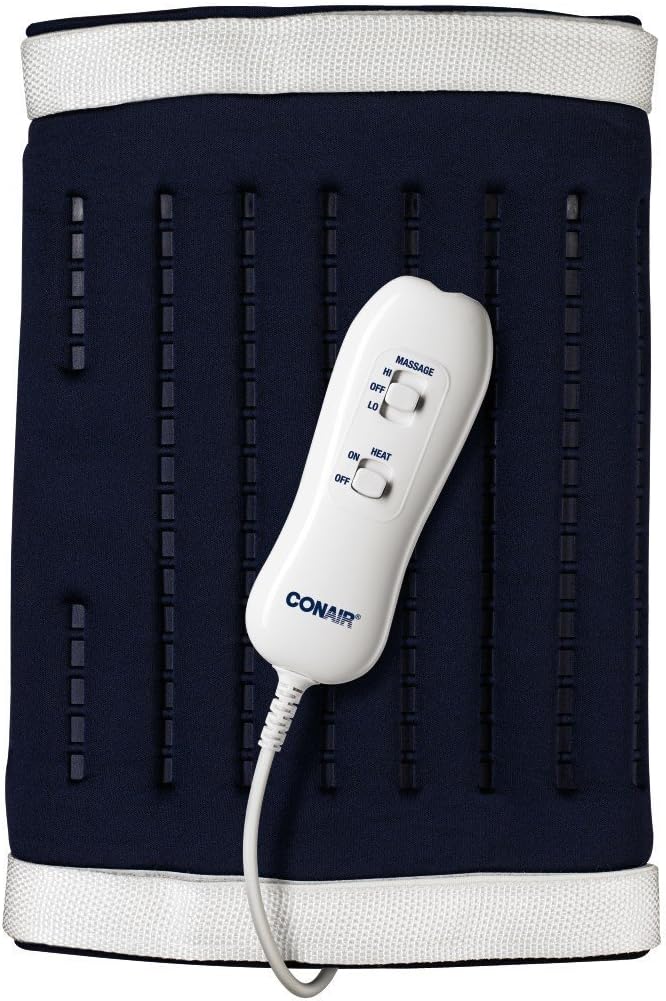 Conair Comfort Massaging Heating Pad, Heating Pad for Back Pain and Sore Muscle Relief, Extra Large Size (12-inches x 23.5-inches), 5 Setting Combination with Auto Off