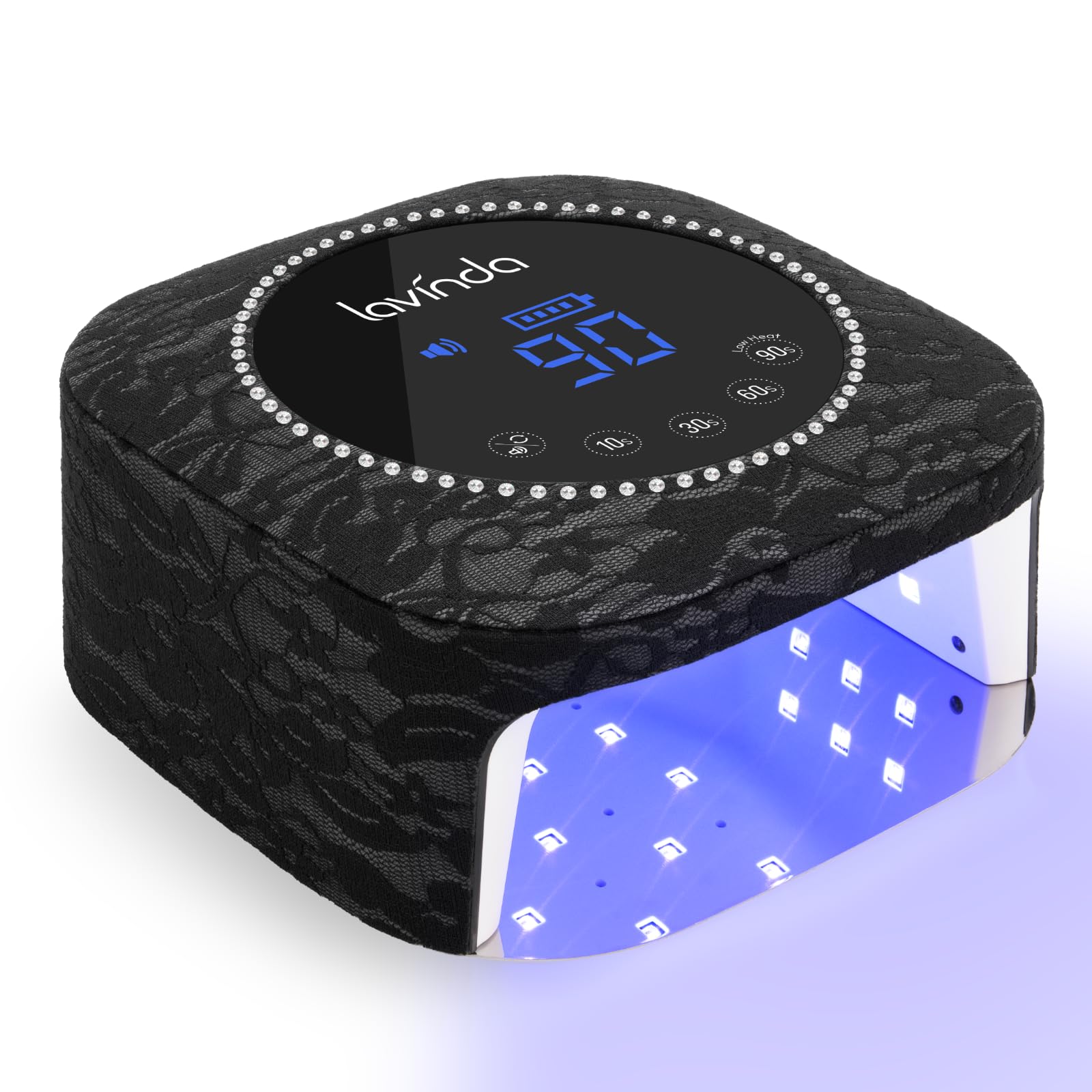 Lavinda Nail Lamp with Black Lace Rhinestone Finish