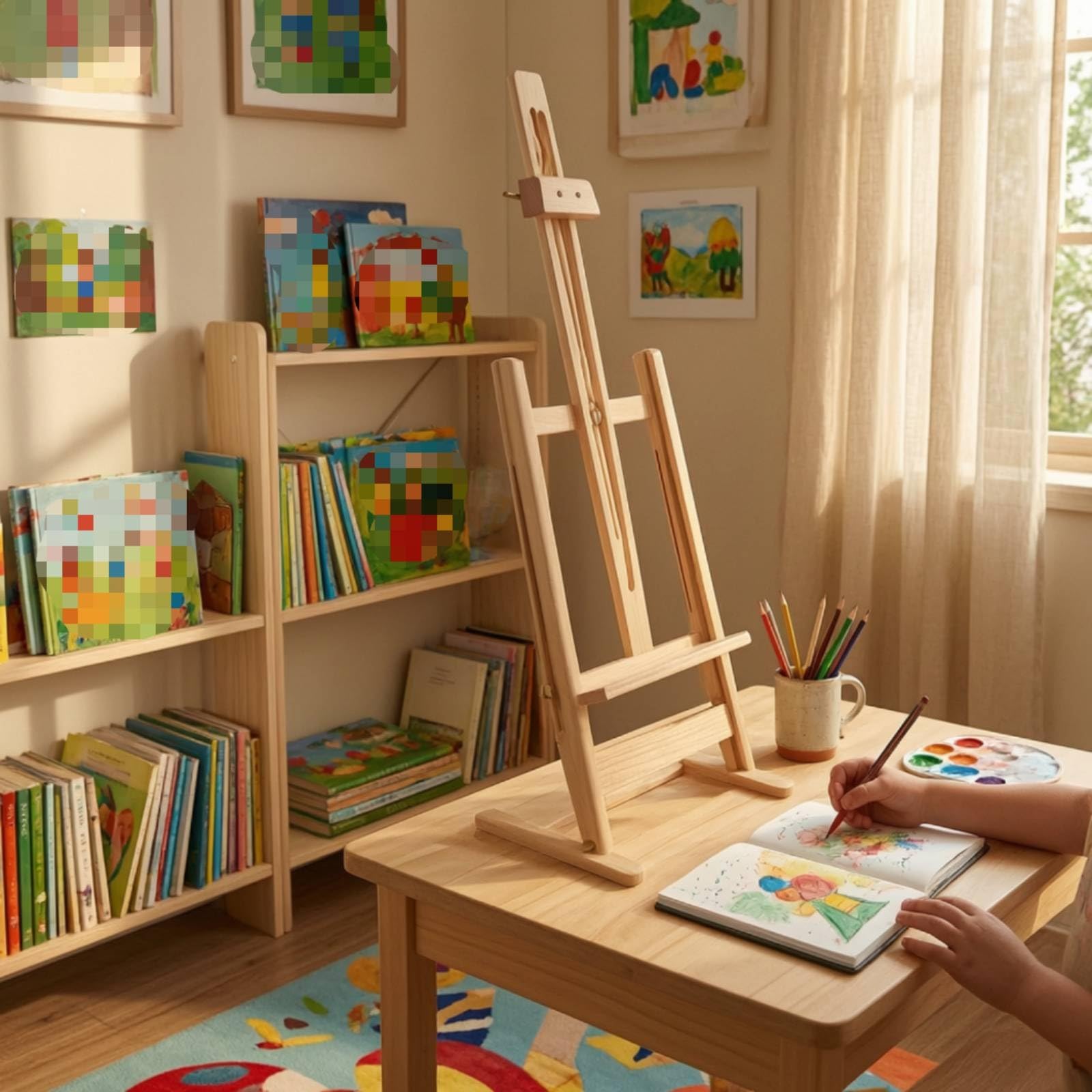Cavalletto da Tavolo in Legno Salvaspazio Cavalletto Pieghevole in Legno Robusto Cavalletti per Artisti, Bambini, Studio, Scuola