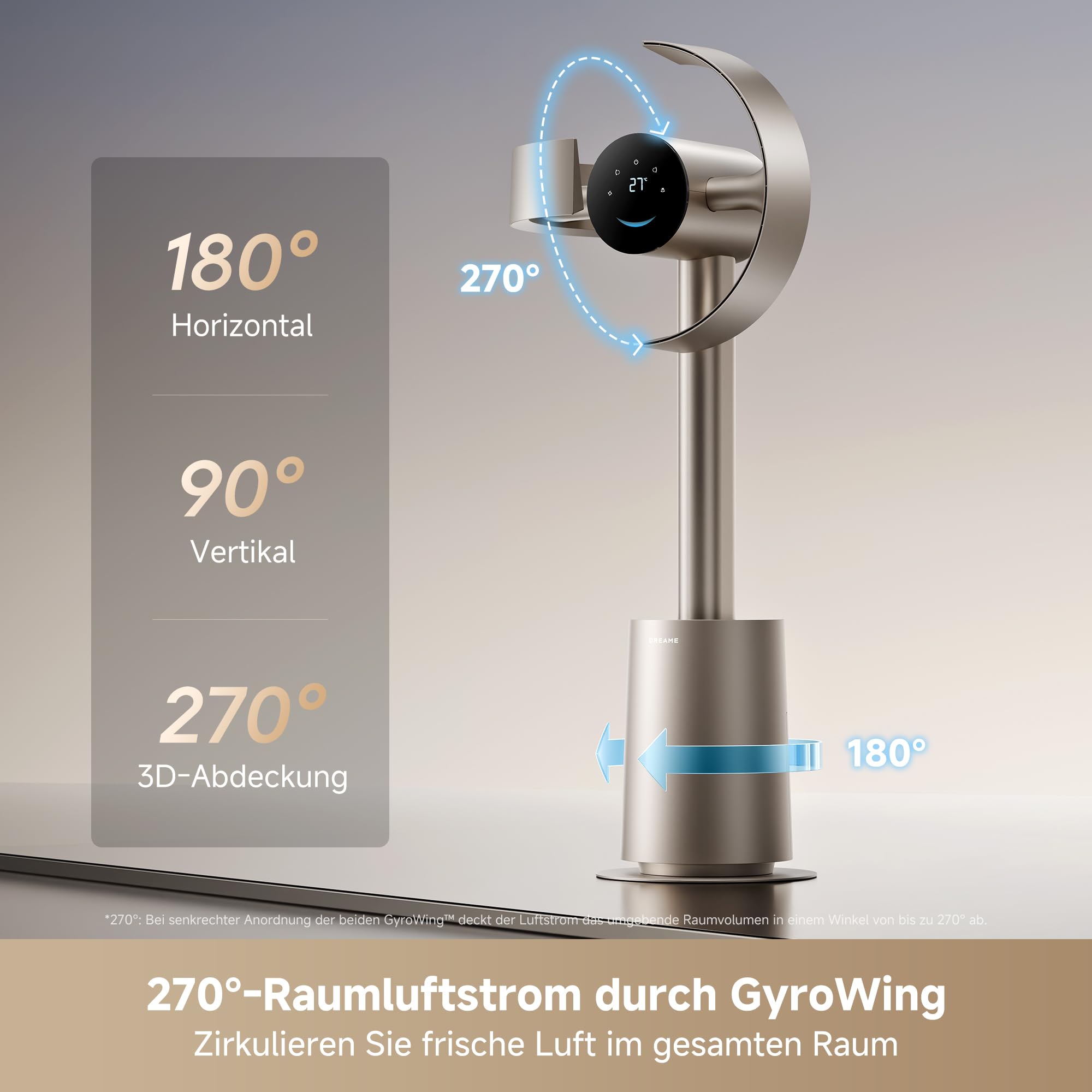 dreame MF10 Der flügellose Ventilator mit 270°-Raumluftstrom für die Zirkulation im gesamten Raum, temperaturadaptiver Luftstrom, intelligenter Windstrom, waschbarer Filter