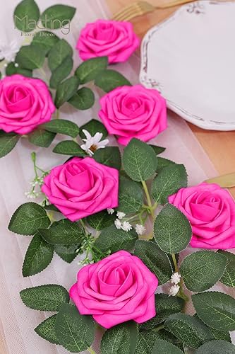 Miniatura 5 de MACTING Flores de rosas artificiales, toque real para bricolaje, ramos, fiesta de boda, baby shower, hogar, decoración de árbol de Navidad, 60 piezas