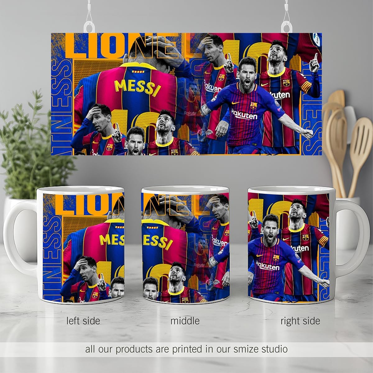 SMIZE Messi Printed Ceramic Coffee Mug | Football Themed Cup for Men & Women | Dishwasher & Microwave Safe | Gift for Soccer Fans & Sports Lovers | 350 ml Ceramic Mug