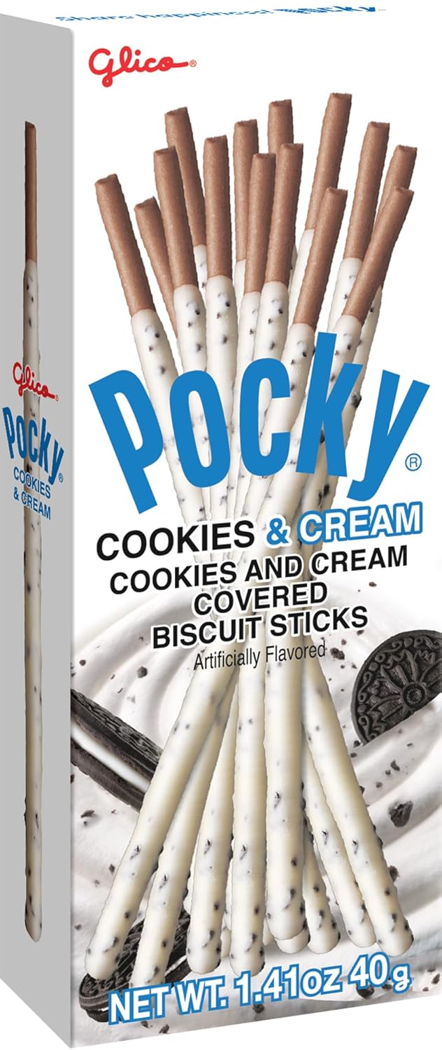 Glico Pocky Cookies And Cream Covered Biscuit Sticks, Artificially Flavored, 1.41 Ounces (Pack Of 20)