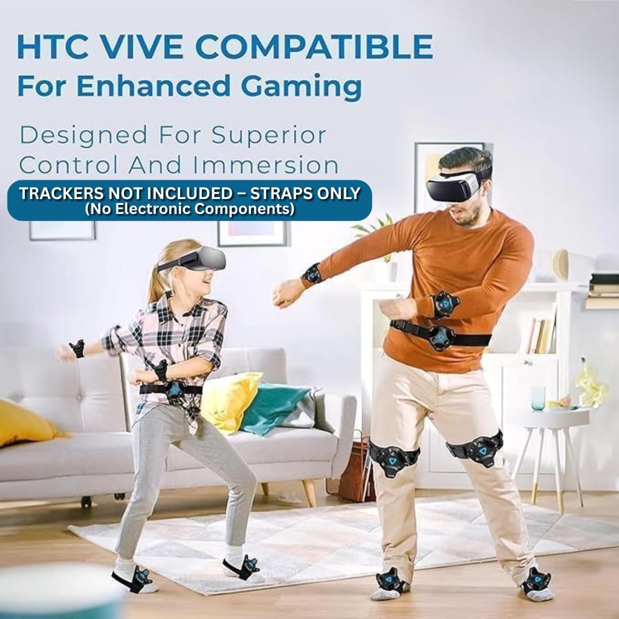 Skywin Vive Tracker Straps for HTC Vive, 3.0, 2.0, and Ultimate Trackers (1 Waist Belt, 2 Feet, 2 Hands, 2 Legs Bundle), Secure and Comfortable Full Body Tracking (Trackers Not Included) - Image 2
