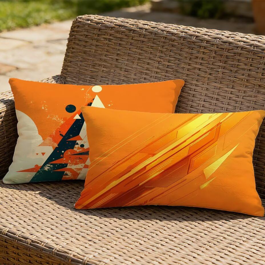 Coussin de Jardin 50x70 cm Texture Lin Orange pour Éveiller la Chaleur de votre Déco Extérieure