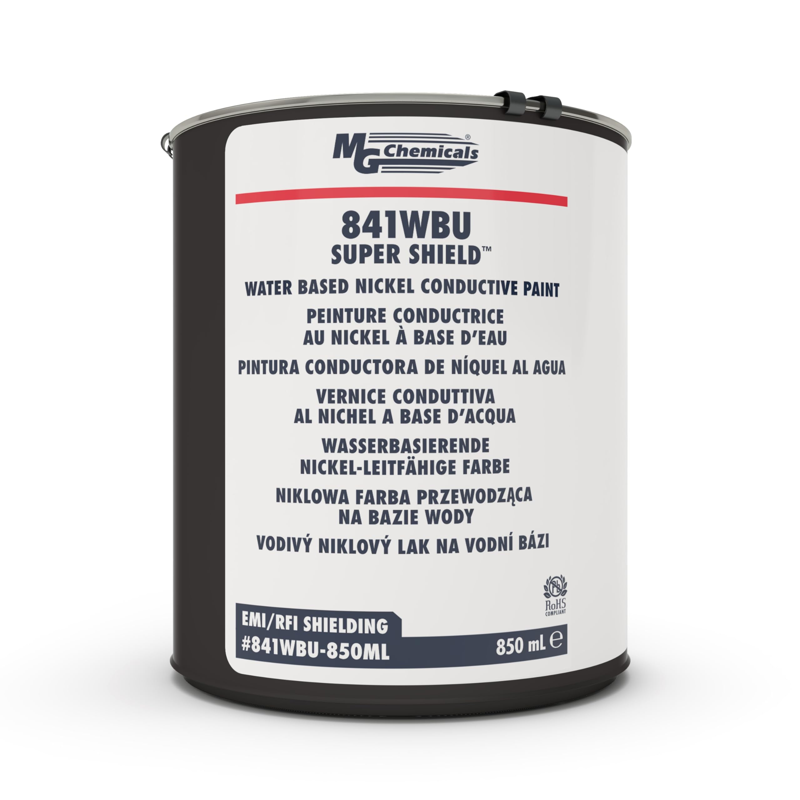 841WBU EMF Shielding Paint, Water Based WiFi Blocking Paint for Walls, Ceilings, Drywall and Guitars, 1-Part Low VOC Conductive Coating with Nickel Flake, Blocks EMF, RF and 5G Radiation, 850 mL Can