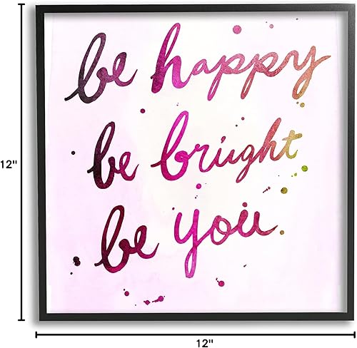 Miniatura 8 de Stupell Industries Be Happy Bright Phrase Glam Positivity Sentiment, diseñado por Junco. Arte de pared enmarcado negro de estudio, 12 x 12 pulgadas,
