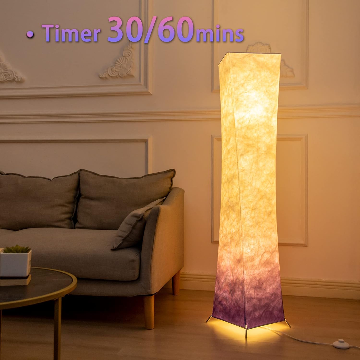Suреr Dеаl Prоduсt Floor Lamp, chiphy Standing lamp with Remote Control, Dimmable 10 Levels Color Temperature 12W/2 (2400 Lumens 100 Watt Equivalent) LED Bulbs and Purple Lampshade, Cool for Bedroom, Living Room