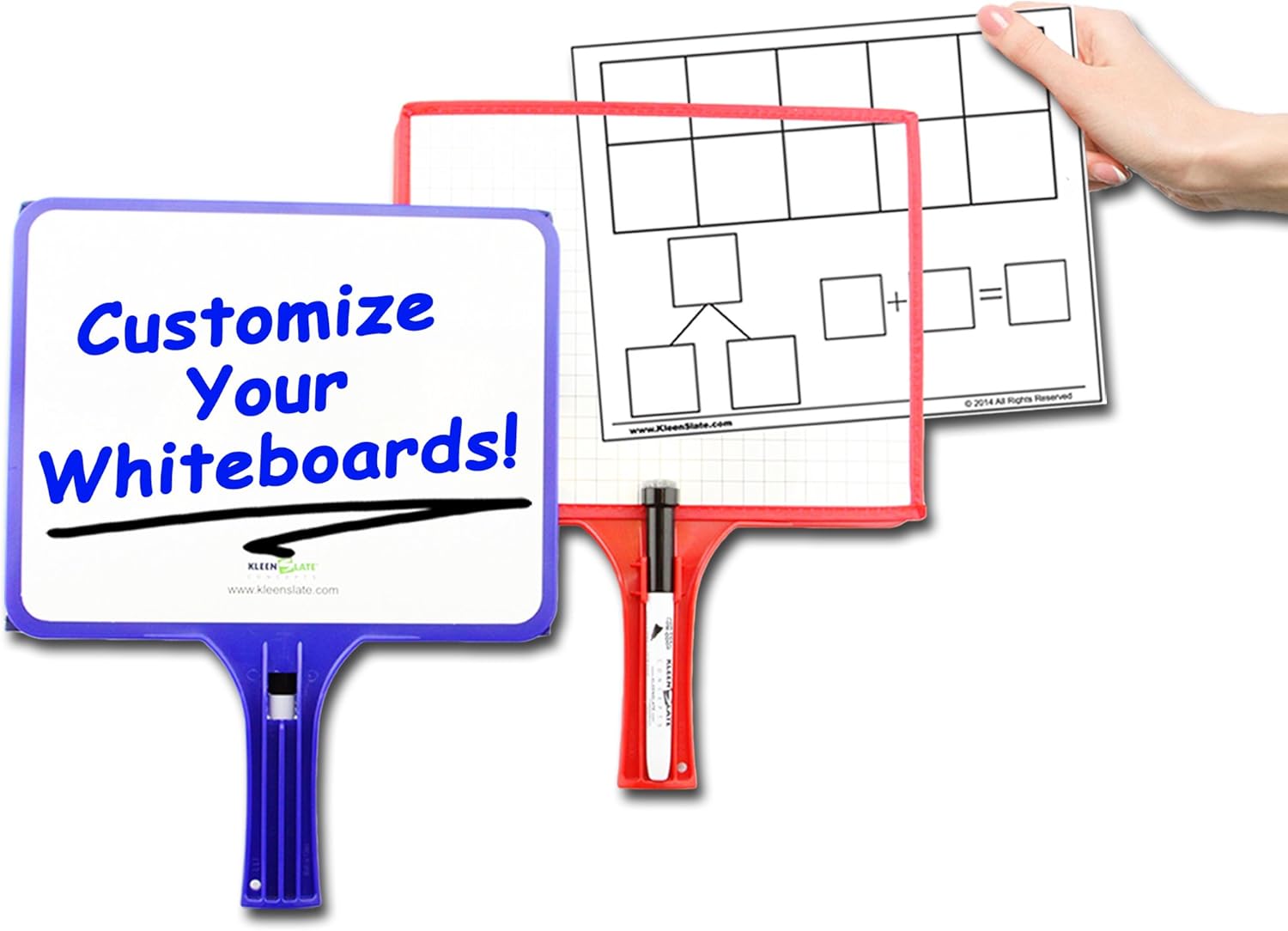 (24) KleenSlate 2-Sided Customizable Whiteboard w/Clear Dry Erase Sleeve for Interchangeable Templates and Graphic Organizers-Bonus 24 Microfiber Cloths w/Bookbinder Rings and 24 Markers