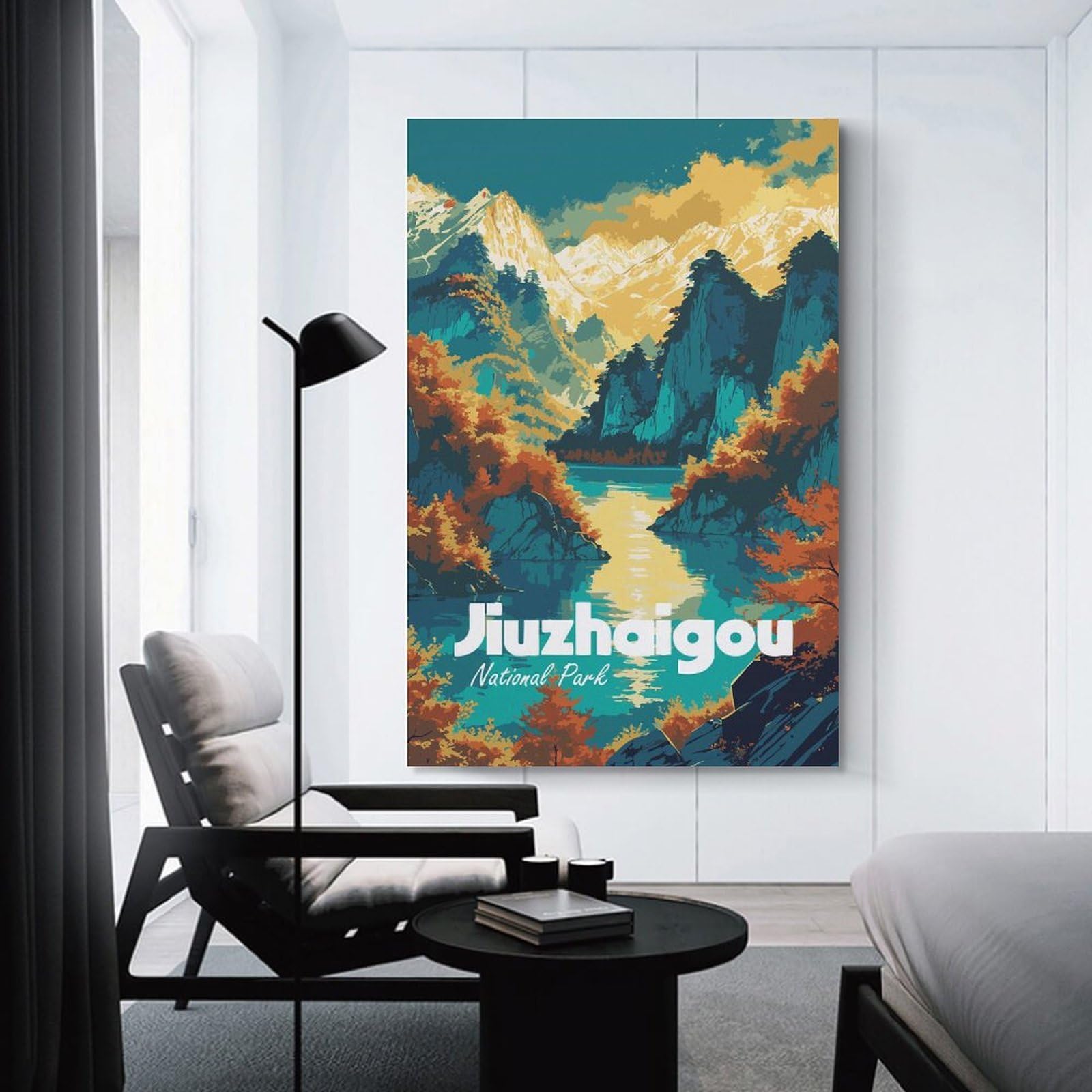 Junmoney Home Decor Wall Art Jiuzhaigou National Park Landscape Art, 24x36inch(60x90cm), for Workspace Walls, Study Corners Or Bedrooms, A Smart Decor Choice for Study Walls