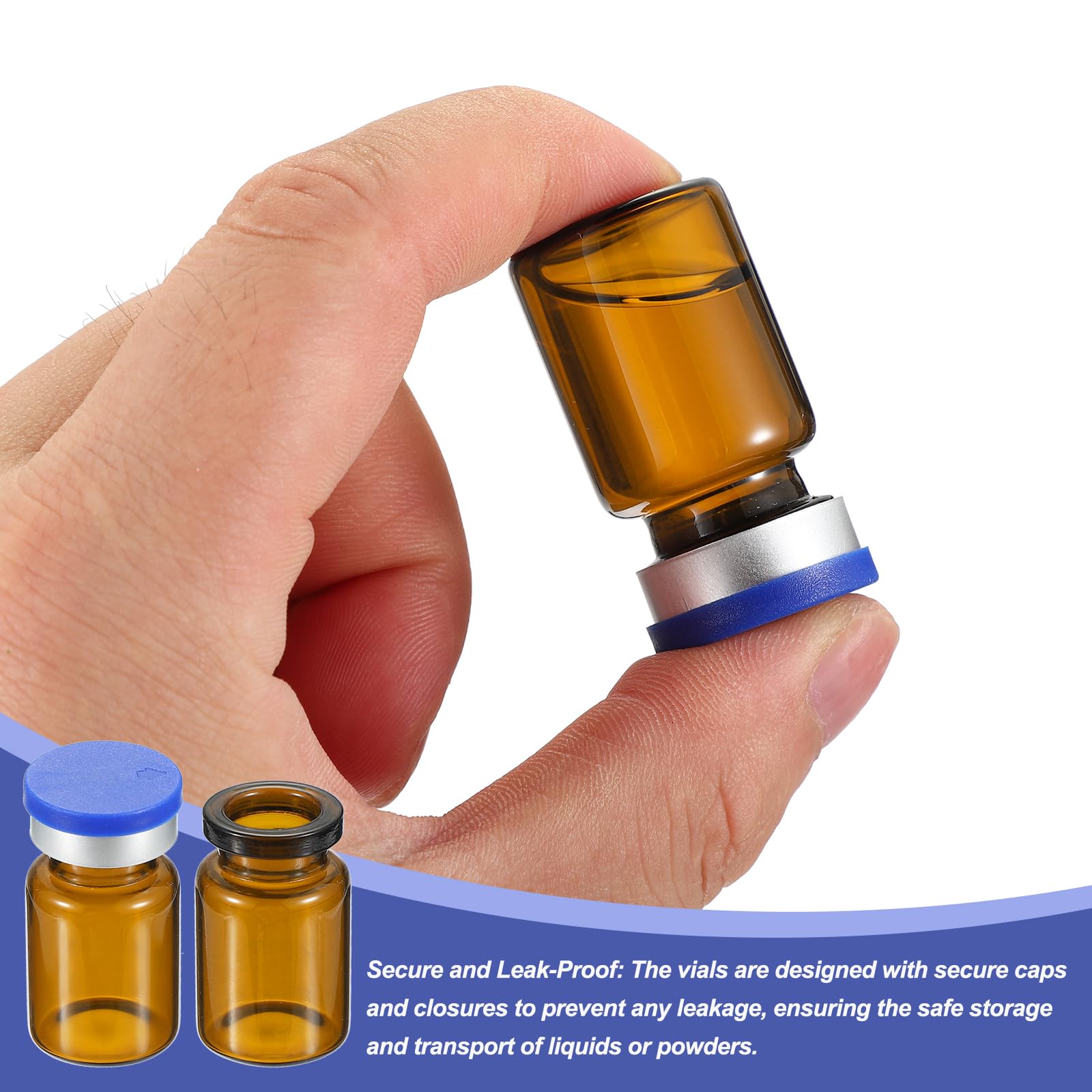 PATIKIL 6ml modello Fiale, 100 Confezione Fiale Vuote da Laboratorio con Tappo a Pressione in Gomma Butil e Etichette Fiala in Vetro Borosilicato, Ambra