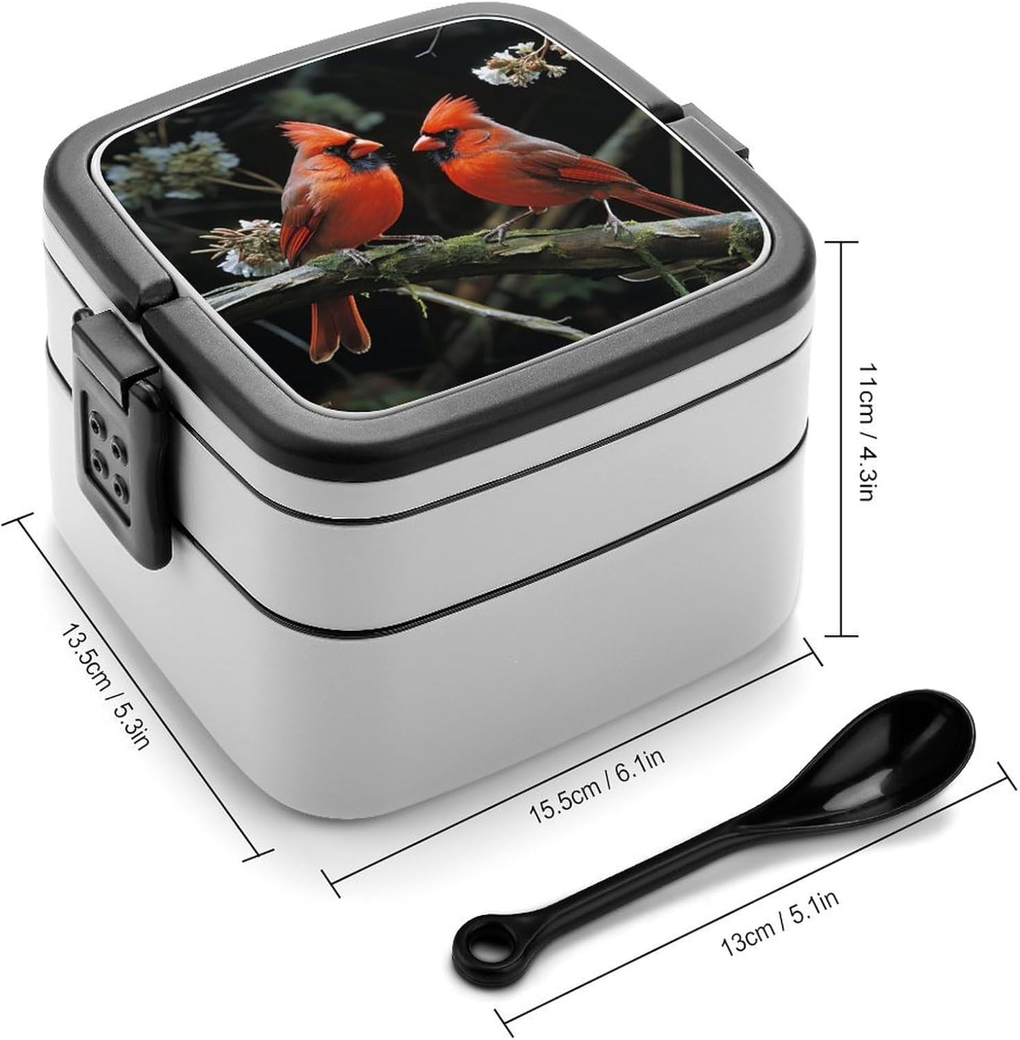 Adults Lunch Box Adult Bento Box Stackable Bento Box BPA-Free Cardinals Birds Fauna Wild Lunch Box Food Container Ideal for Meal Prep, Work, And On The Go