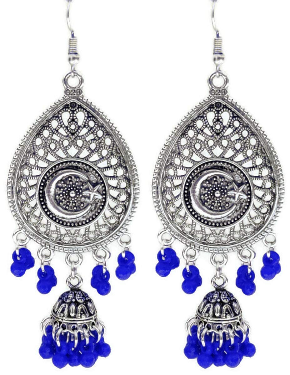 Weariton German Silver Plated Oxidised Jhumka Bohemian Vintage Fancy Stylish Wedding Traditional Collection Ethnic Earrings For Women And College Girls (B08PBTVXBQ) Amazon Price History, Amazon Price Tracker