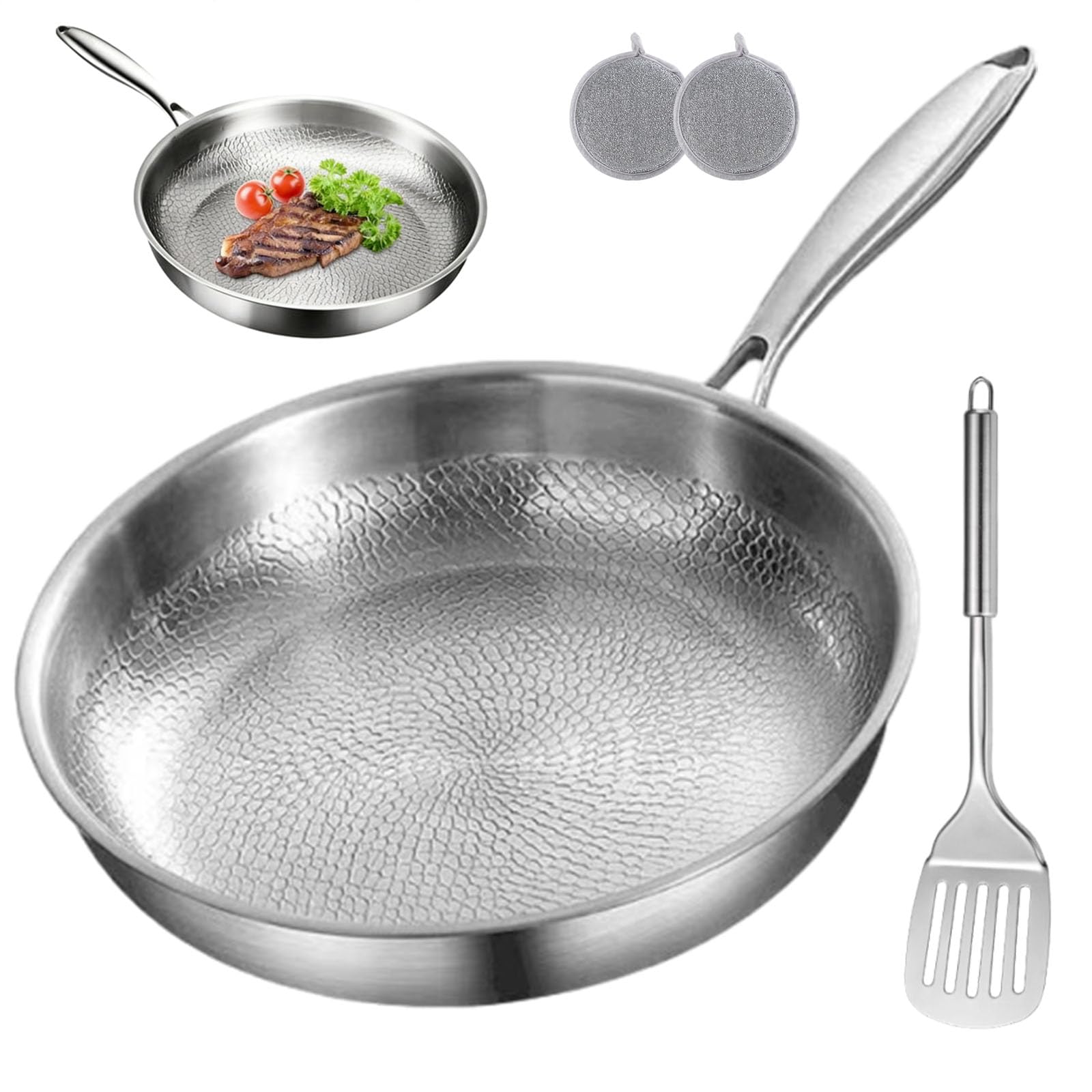 Poêle en titane haut de gamme 28cm avec couvercle induction et four