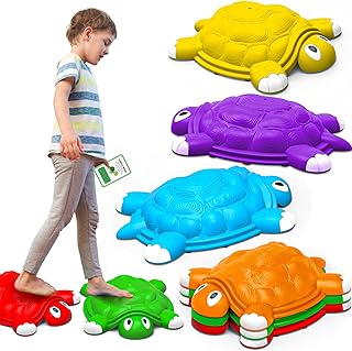 Stepping Stones for Kids Ages 3 4 5 6 7 Year Old, 6 Pcs Turtle Balance Climbing Toys for Toddlers, Sensory Toys for Boys Girls, Outdoor Indoor Play Kids Gift, Toddler Obstacle Course Coordination Game