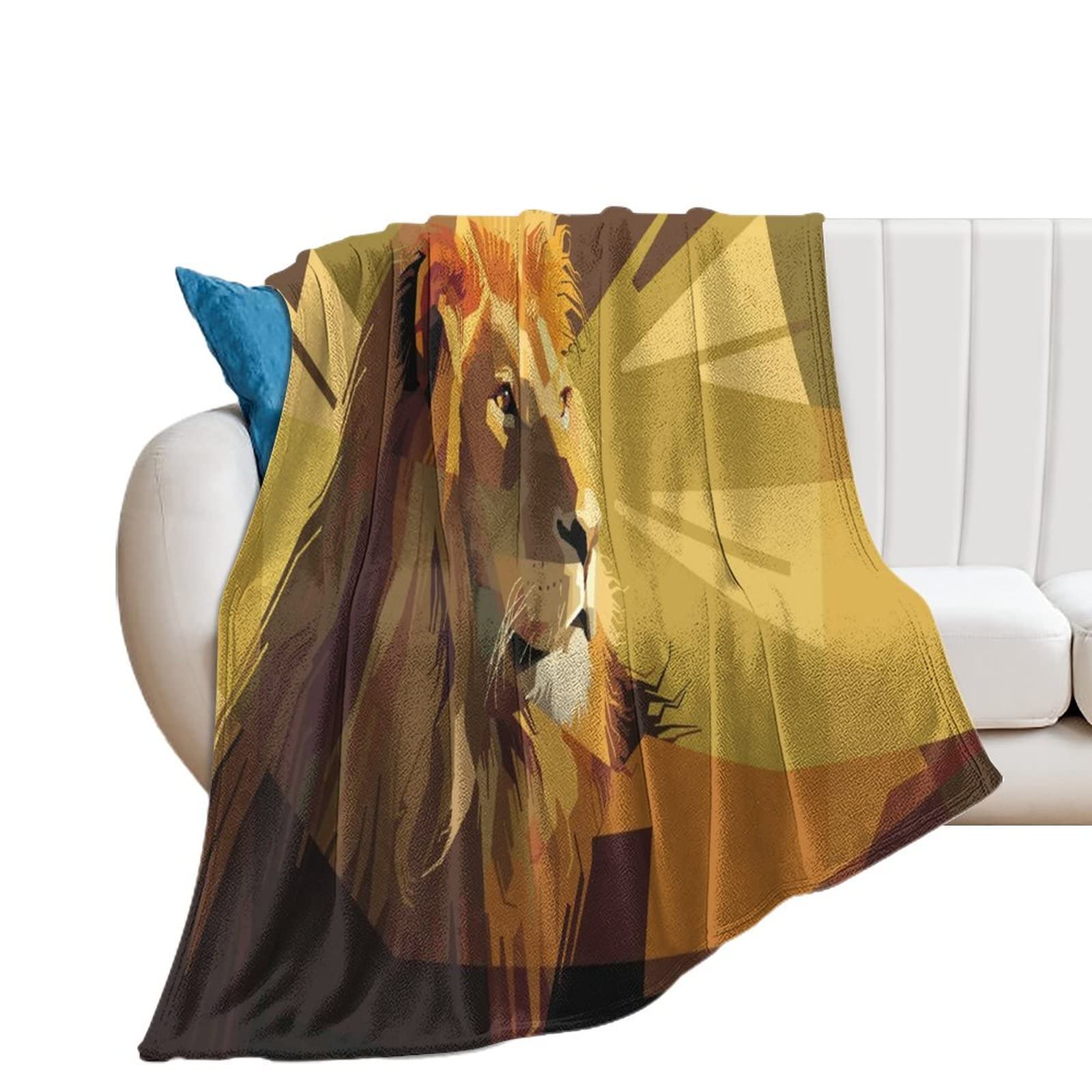 Couverture lion contre le froid plaid thermique et doux pour chambre d'enfant