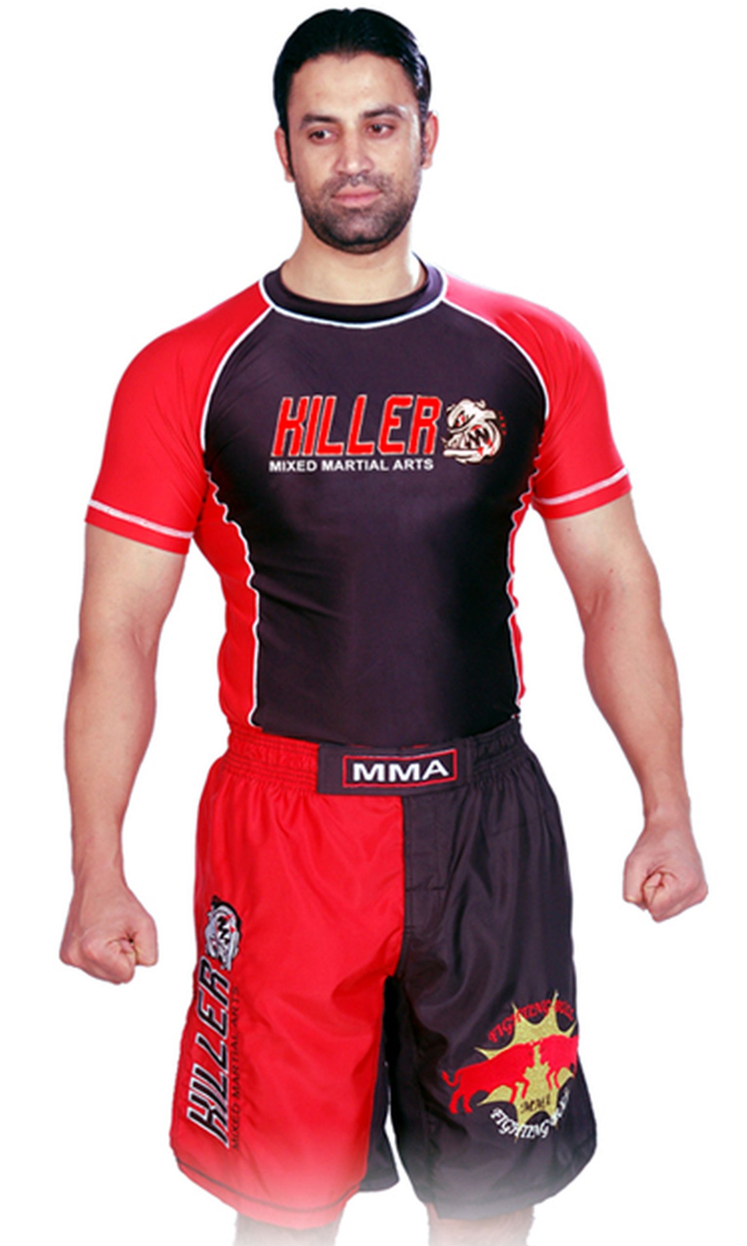 Woldorf USA Rash Guard Black/Red Half Sleeve Size L Killer Logo Sparring Fitness Rash Guards Grappling, Kickboxing Rash Guards, Fighting, Muay Thai Training Rash Guards-image-20