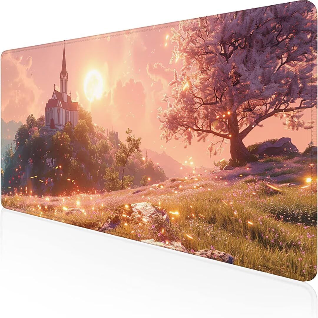 Excel Shortcut-Tasten-Mauspad - erweitertes großes 1200 x 600mm XL-Spickzettel-Gaming-Mauspad | PC-Büro-Tabellenkalkulation-Tastaturmatte | rutschfeste genähte Kante Kirche Baum