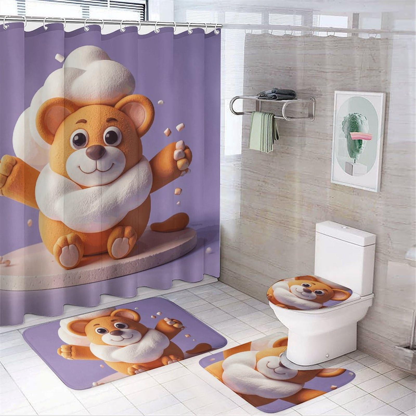 Rideaux de douche en coton pour une salle de bain enfant joyeuse