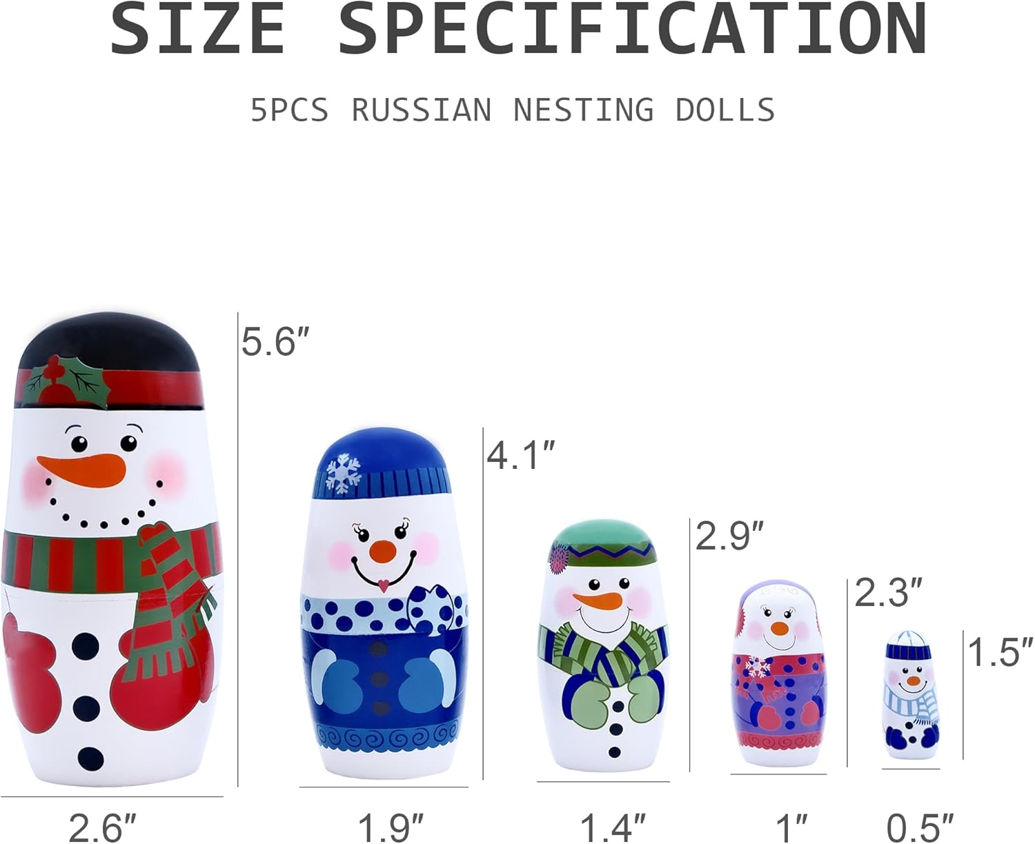 Russian Nestingdolls, Handmade Wooden Matryoshkadoll Cute Snowman Russiandoll Set for Adults Christmas Birthday Gift Party Decorations