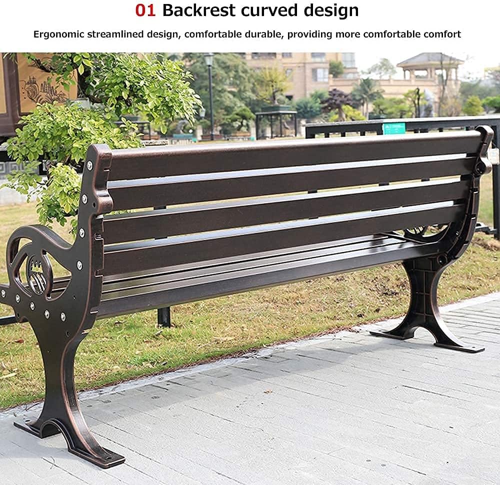 Garden Bench Outdoor Benches Park Bench Patio Garden Bench Backyard Benches, Park Terrace Bench Outdoor Benches, Weatherproof Metal Garden Bench, 2-3 Seat Bench with Backrest and Armrests, Decor (Colo