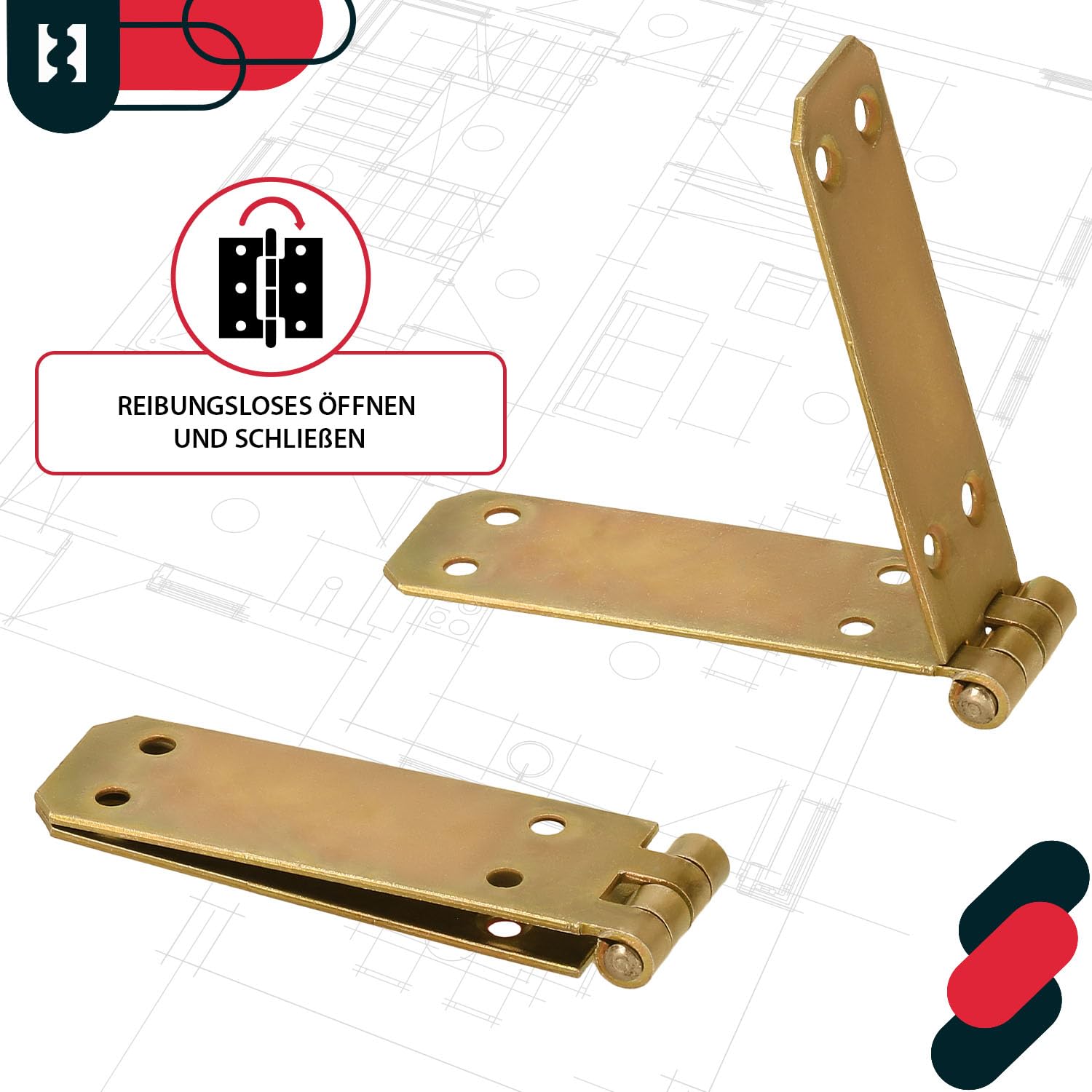 10 Cerniere Per Casse In Metallo Nero 200x35 Mm - Verniciato A Polvere - Spessore 2 Mm - Foro Vite 5 Mm