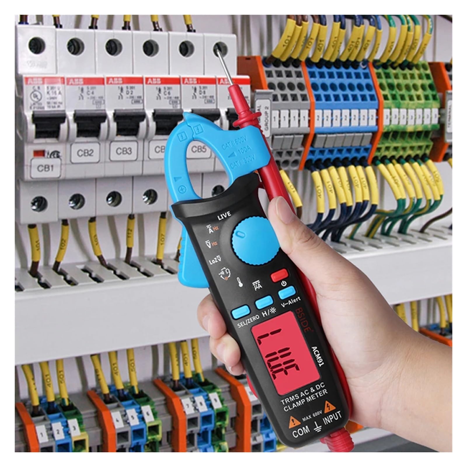ACM91 Pinza amperometrica digitale True RMS AC DC rilevamento NCV | Misura corrente AC DC e valori elettrici senza scollegare i circuiti per manutenzione e diagnosi(ACM91(Blue))