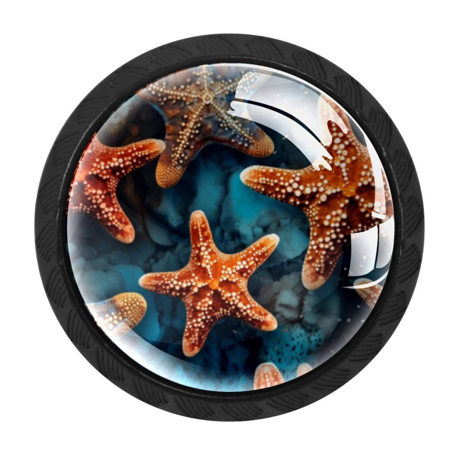 CHENZZZZ Starfish Drawer Knobs Pull Handle Crystal Glass Circle Shape Cabinet Drawer Pulls Cupboard Knobs with Screws for Kitchen Cupboard Dresser Wardrobe etc