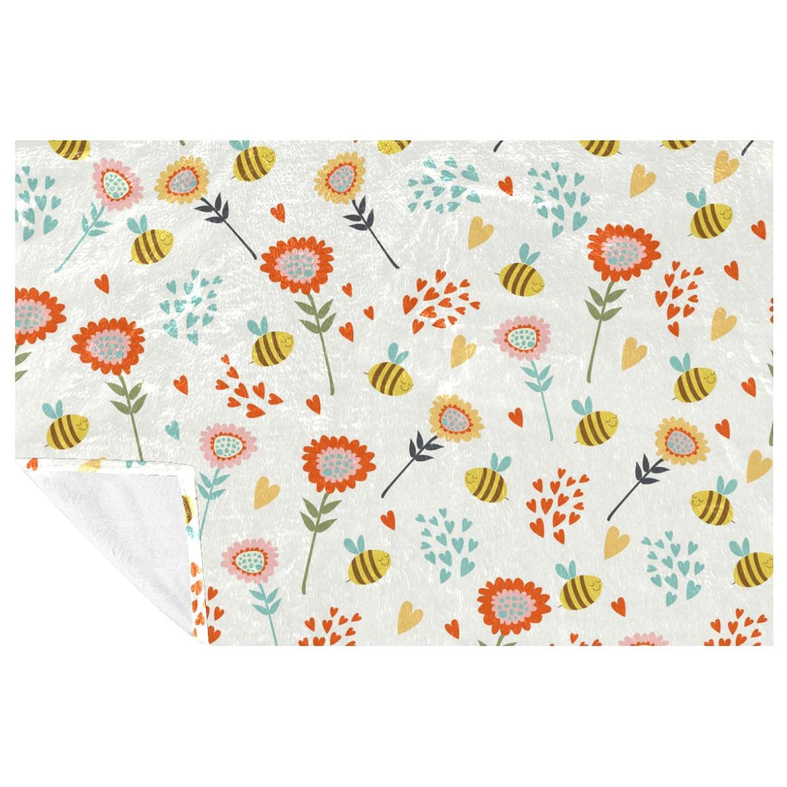 Couverture douce et chaude avec imprimé floral de lit camping et plage
