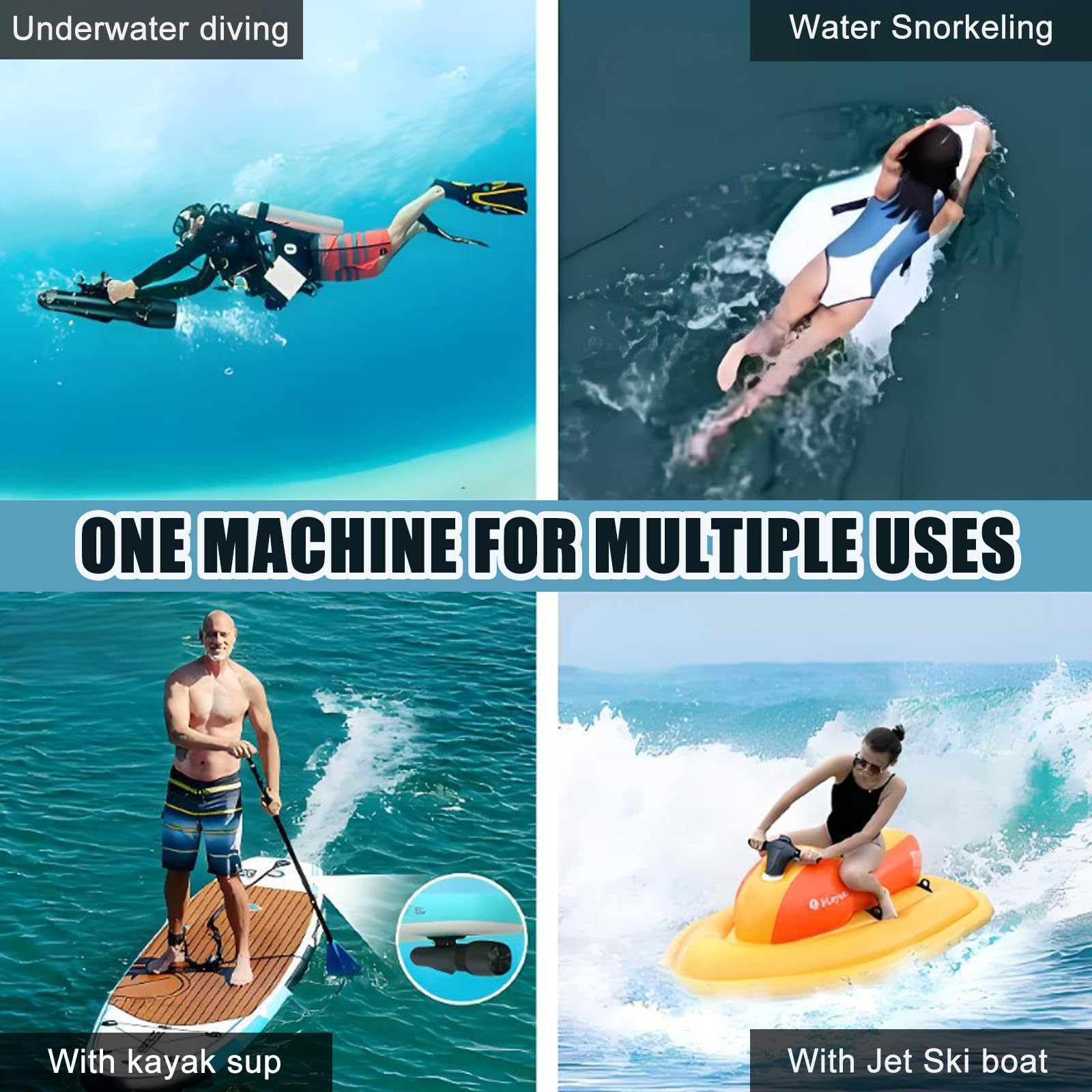 Patinete Submarino 2 En 1 + Tabla De Paddle Surf Premium con Control Remoto,Hélice Subacuática De 500 W con Batería De 10 000 Mah,9 Marchas Ajustables,Bomba Inflable Y Bodyboard,NoScooter