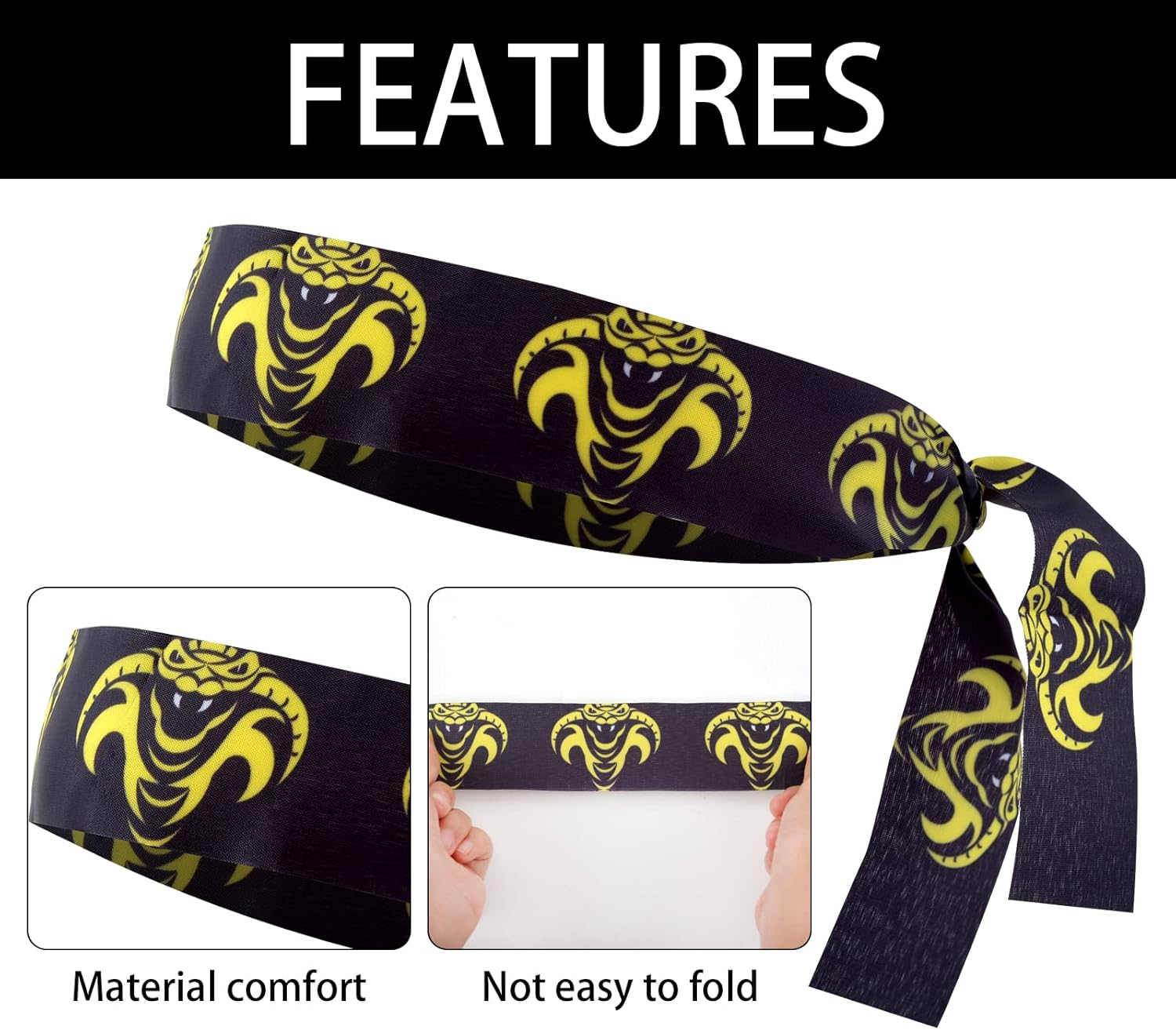 DOSTATNI 12 Pieces Cobra headband Karate Party Tenugui headband Cosplay hat Reversible Warrior Headband for women and men Christmas Halloween New Year Party Favor Costume